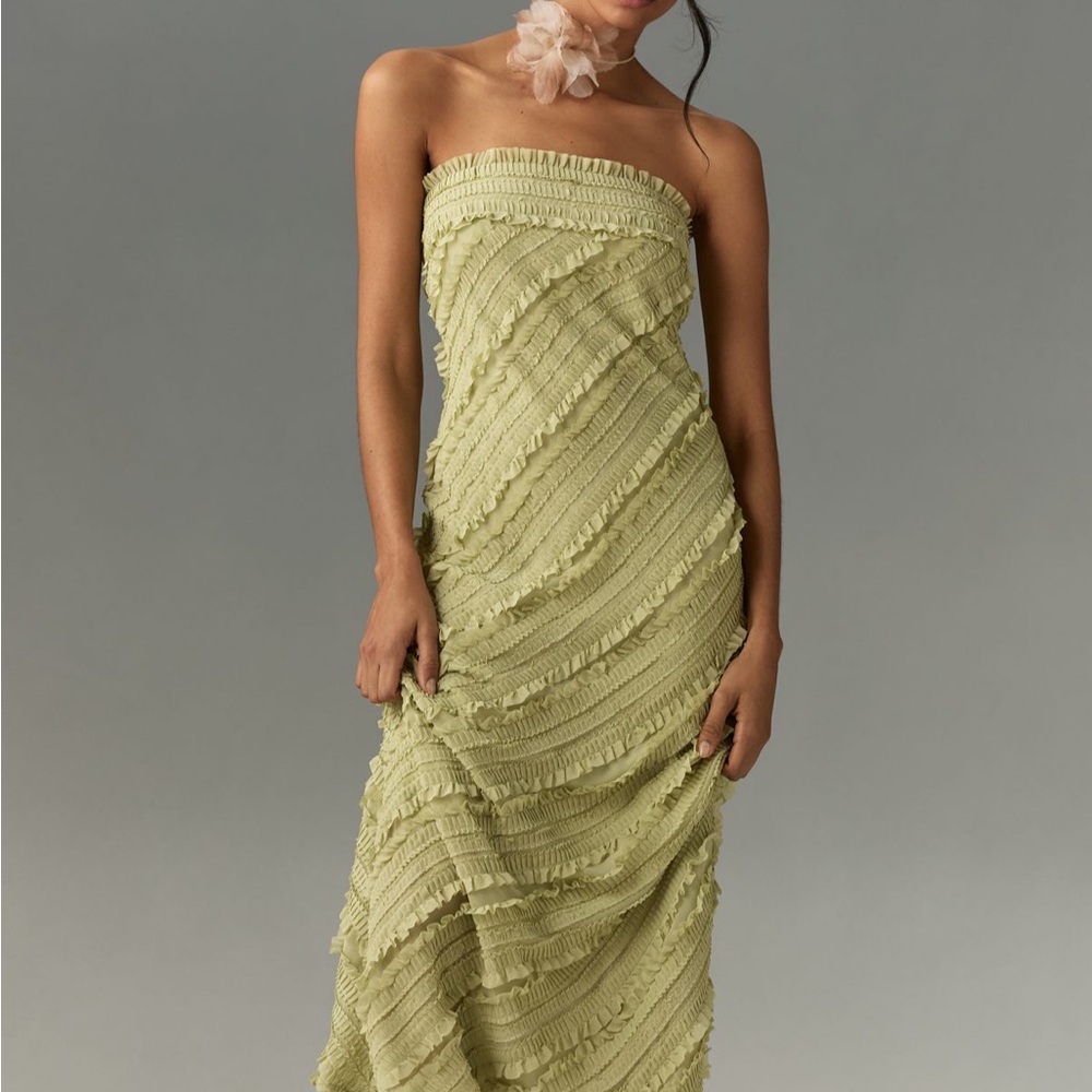 Anthropology strapless textured column dress